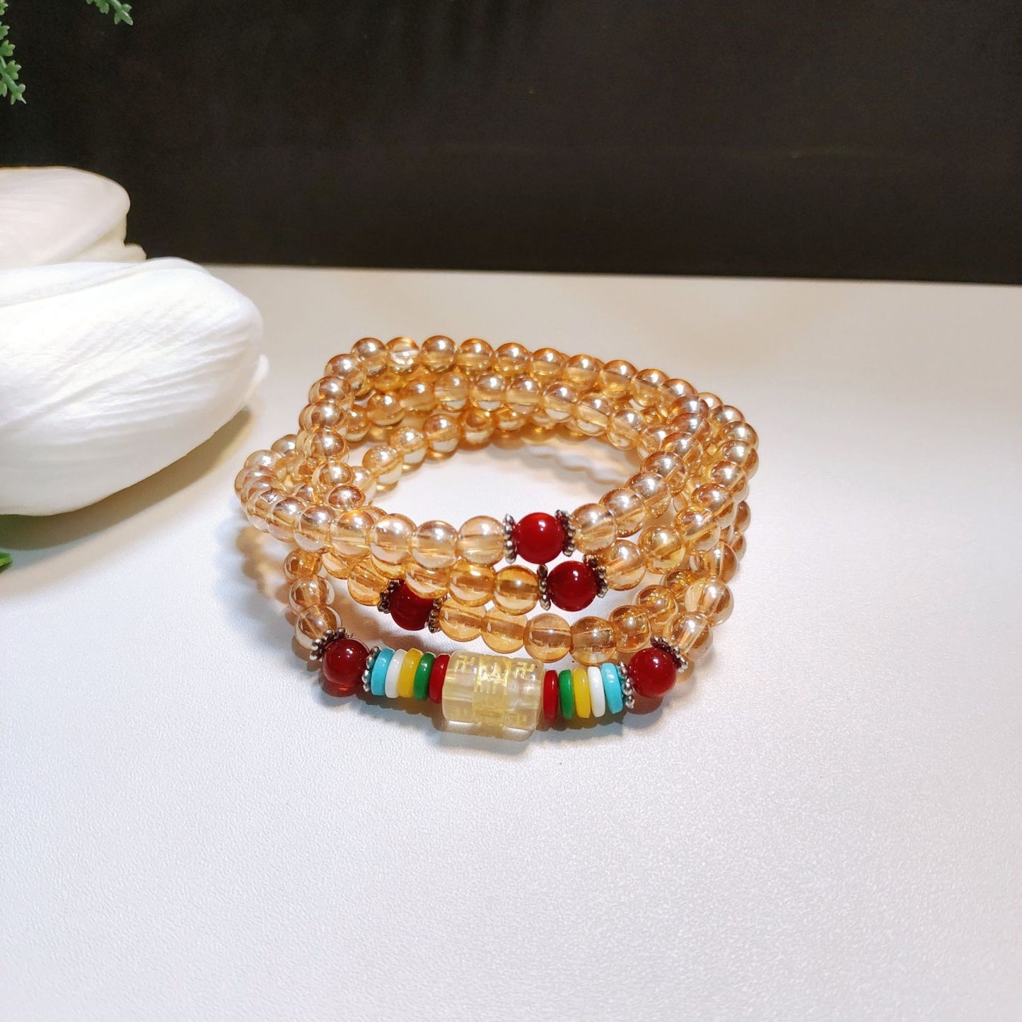 Beads Safe Imitation Garnet Agate White Bracelets