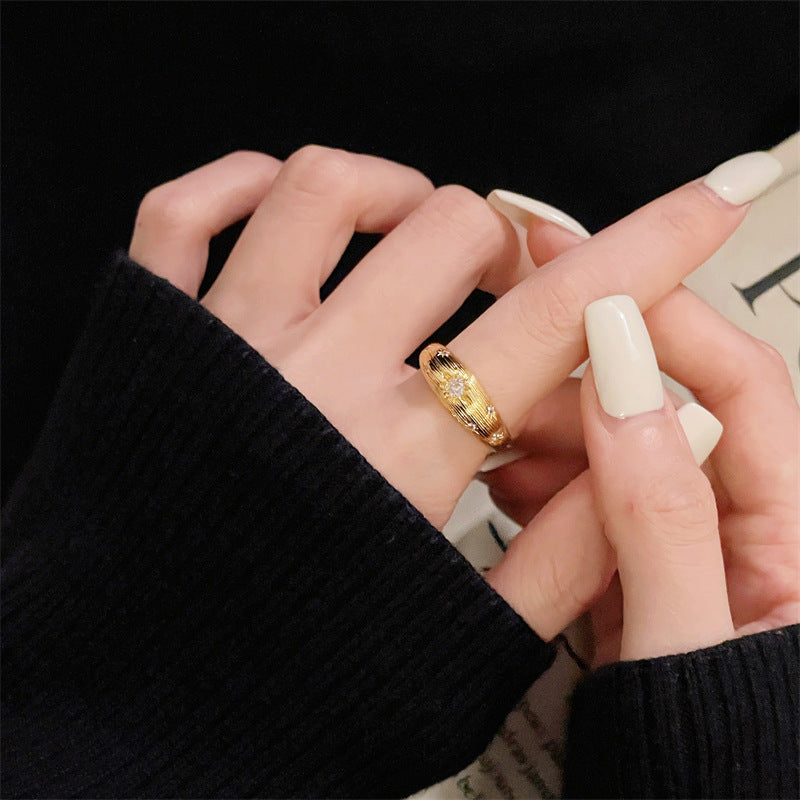 Brushed Advanced Texture Vintage Open Design Light Rings