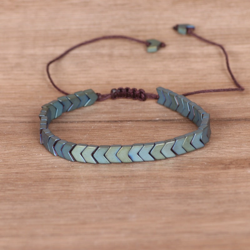Men's Color Gall Stone Arrow Punk Hand-woven Bracelets