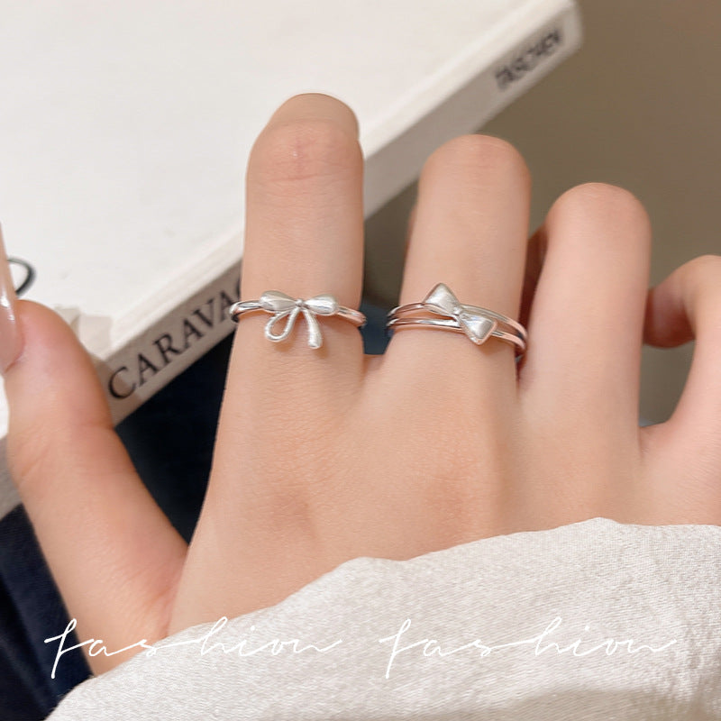 Bow Open Female Niche Design Sweet Rings