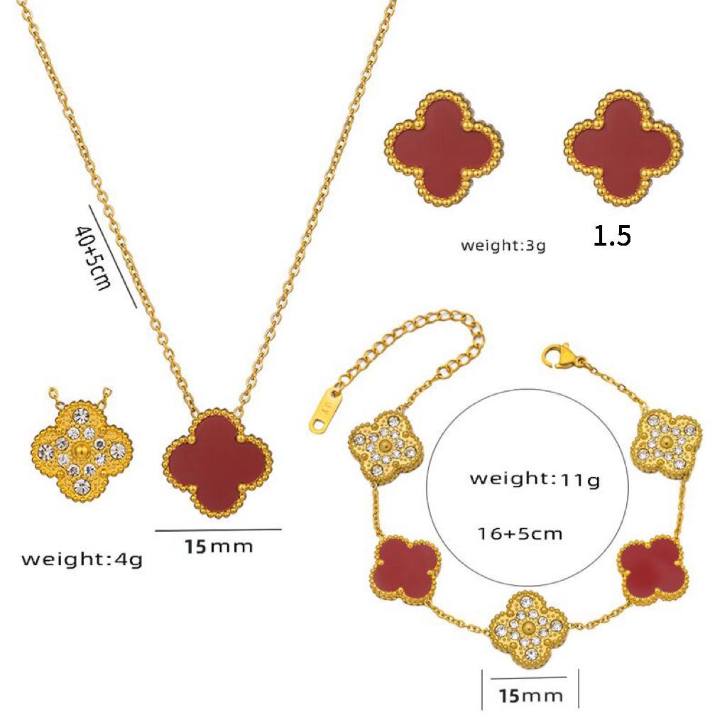 Women's Steel Clover Double-sided Gold Korean Classic Necklaces