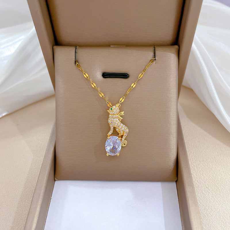 Steel Light Luxury Full Diamond Design Temperament Necklaces