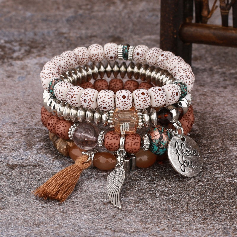 Bohemian Jewelry Female Tassel Wings Charm Bracelets