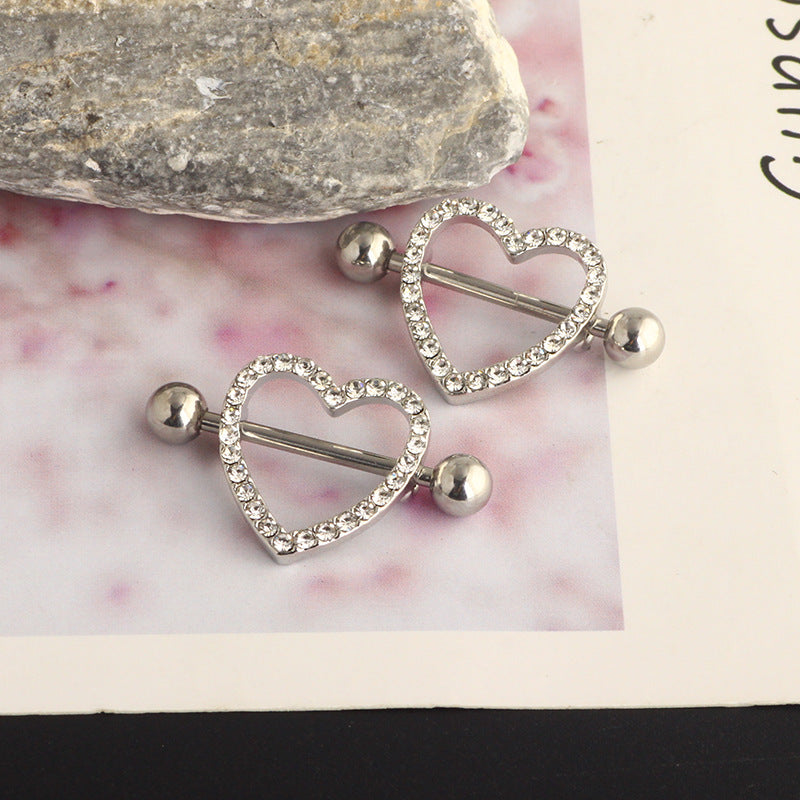 Love Nipple Electroplated Heart-shaped Three-color Adhesive Nail Rings