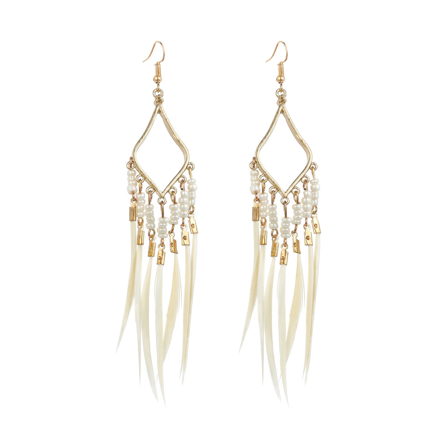 Ethnic Style Long Feather Temperamental Tassels Personality Earrings