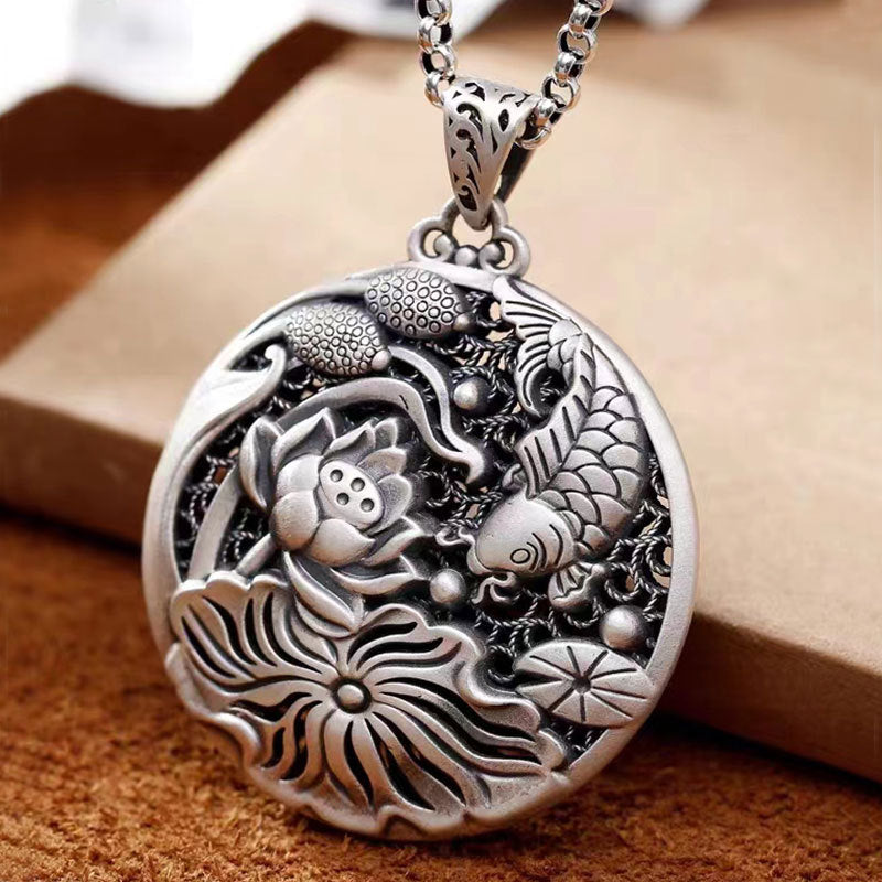 Women's Lotus Koi Personality Hollow Retro Fashion Pendants