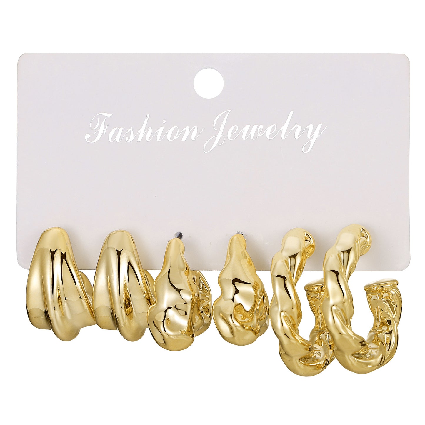 Type Irregular Card Set White Gold Color Earrings