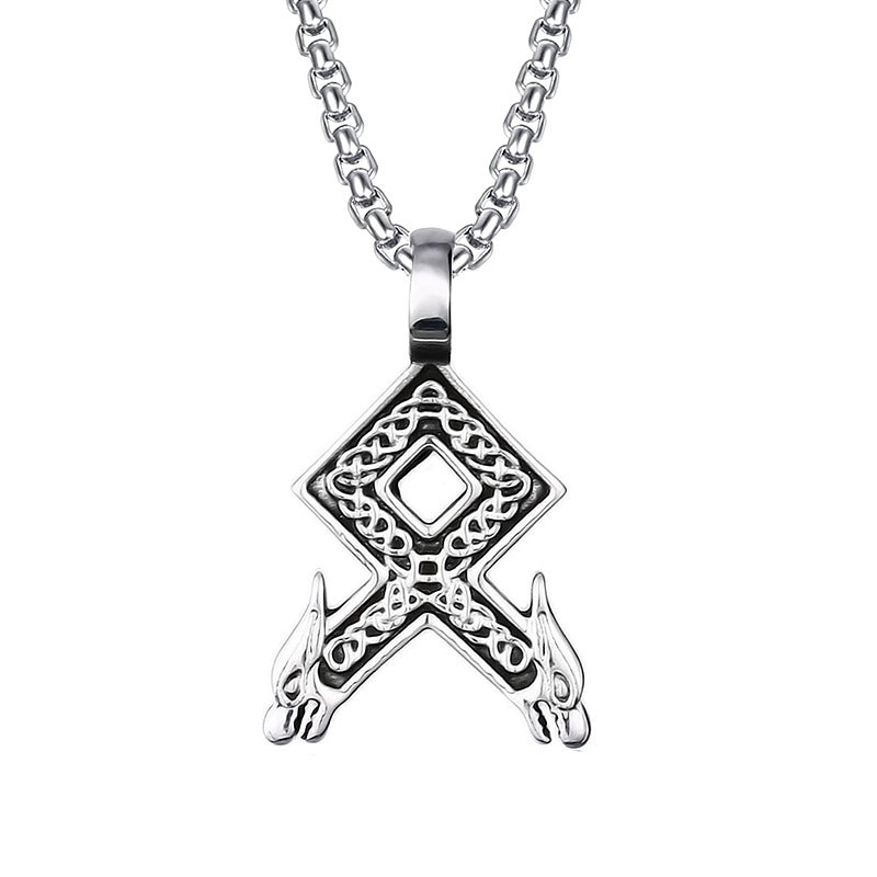 Men's Vintage Cross Ghost Head Titanium Fashion Necklaces