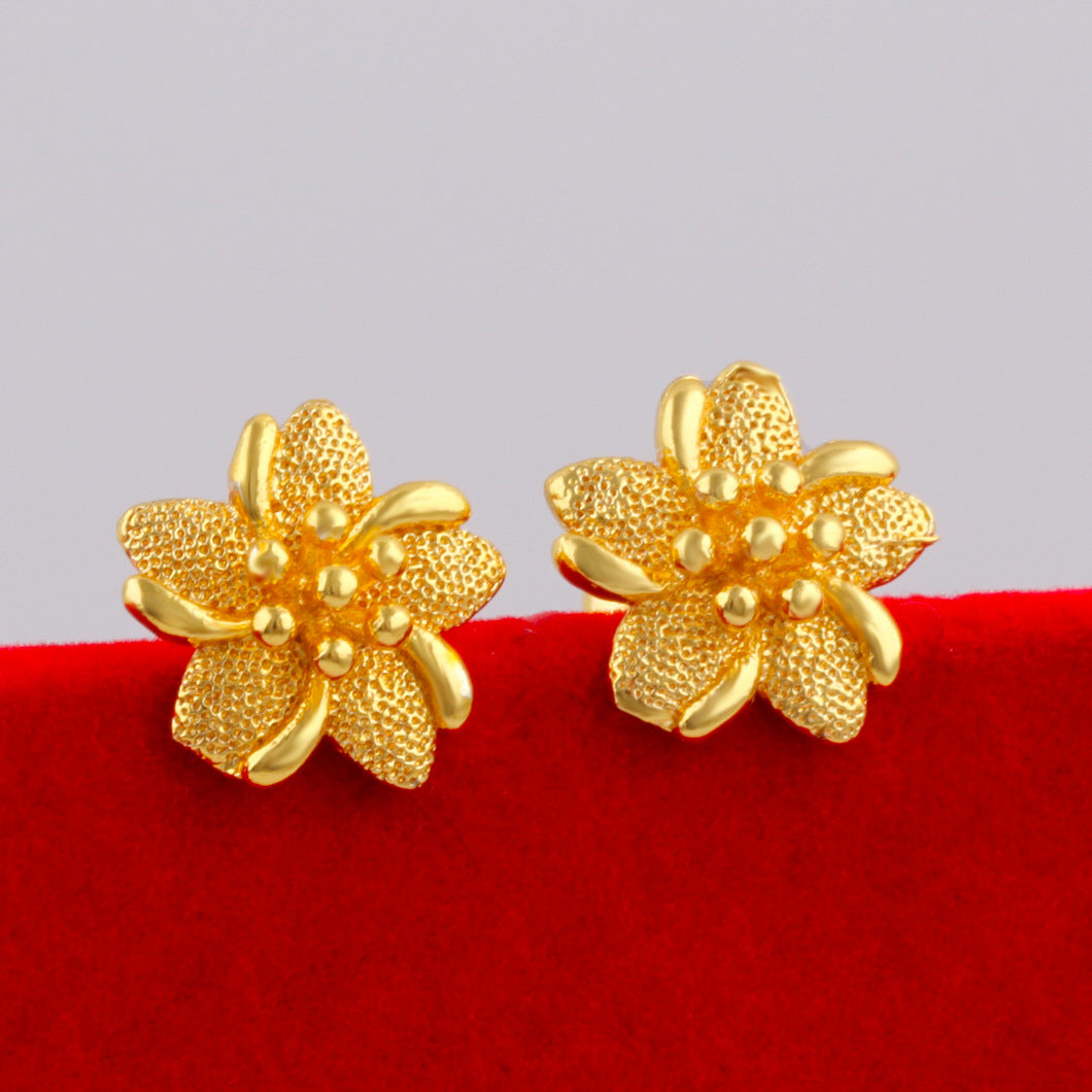 Women's Vietnam Placer Gold Simple Flower Simulation Rings