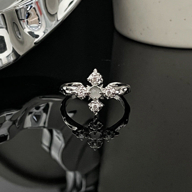 Asterism Simple Opal Stylish Opening Female Niche Design Light Rings