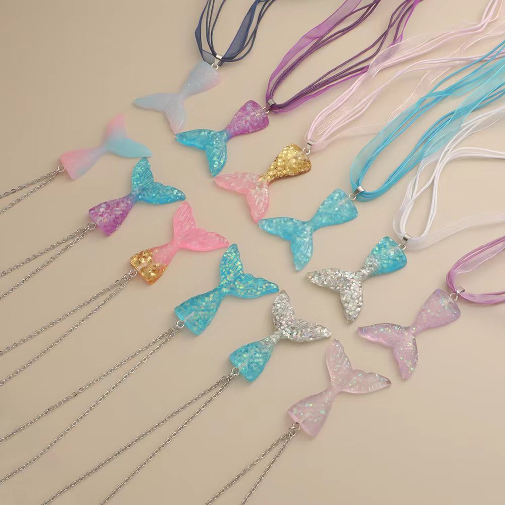 Color Mermaid Wax Rope Yarn Stainless Necklaces