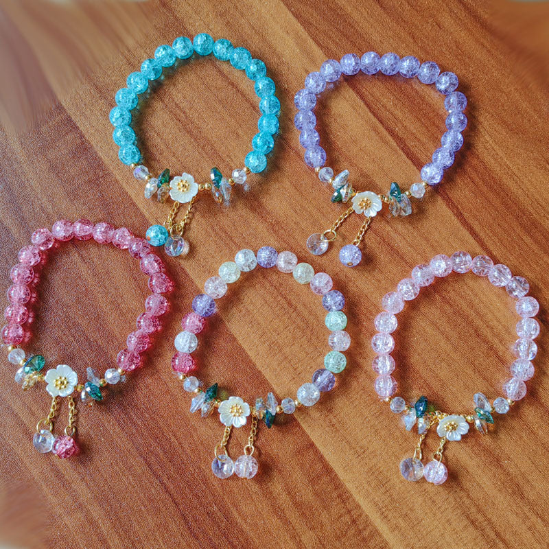 Camellia Little Daisy Crystal Girlfriends Color Glass Chipping Bracelets
