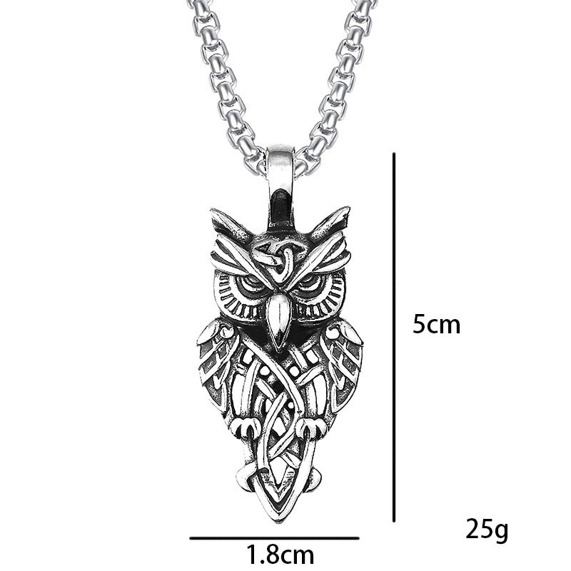 Women's & Men's Warrior Stainless Ornament Vintage Viking Owl Necklaces