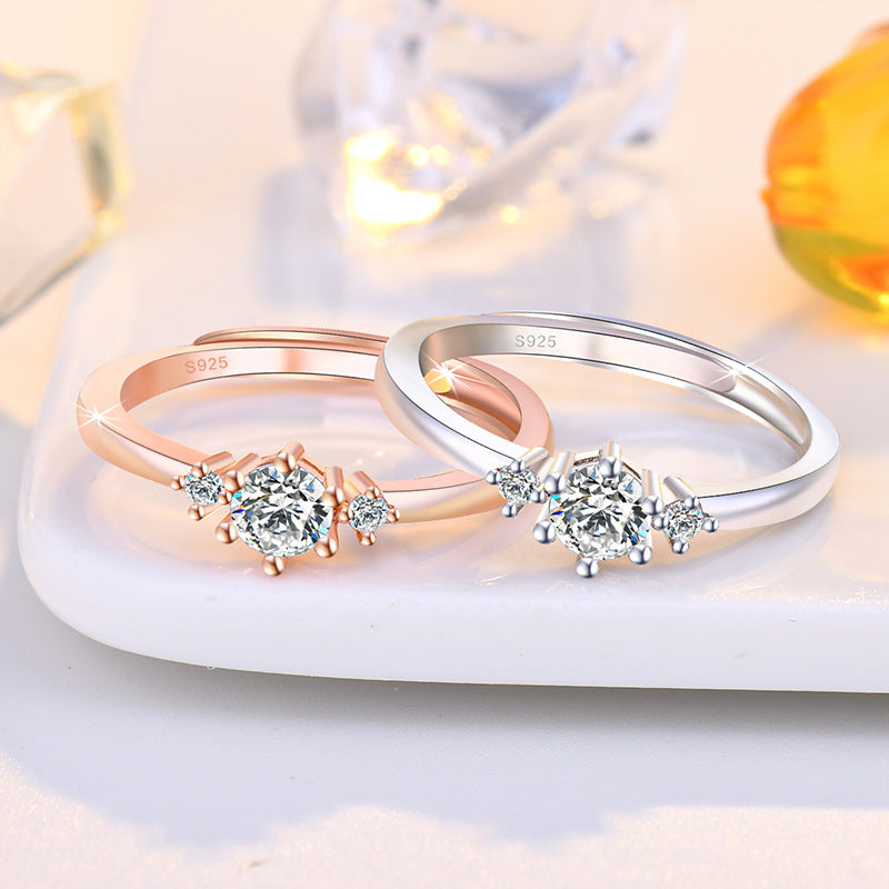 Simple Creative Female Design Diamond Index Rings
