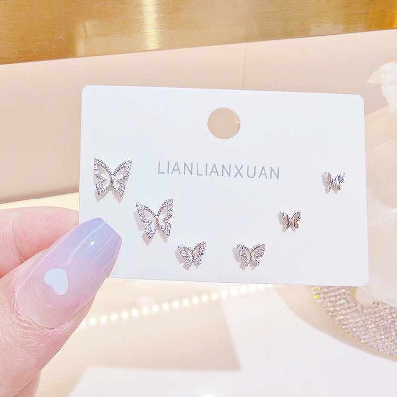 Butterfly Sier Needle Small Delicate High-grade Suit Rings