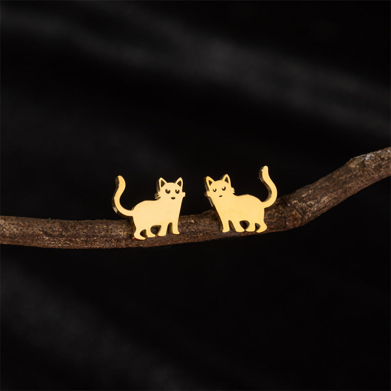 Stainless Steel Cute Simple Cartoon Animal Earrings