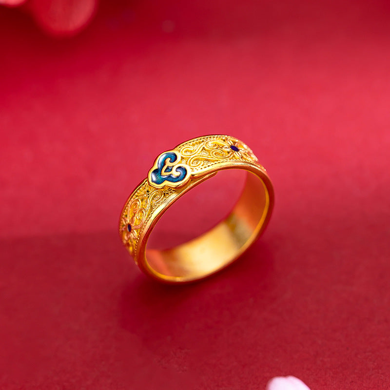 Women's & Men's Gold Vintage Ethnic Style Enamel National Rings