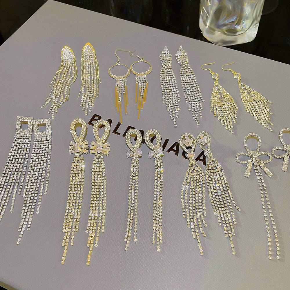 Women's Zircon Tassel High-grade Light Luxury Delicate Earrings