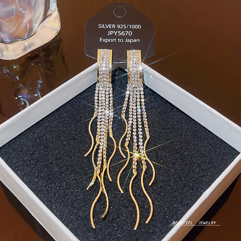 Women's Zircon Tassel High-grade Light Luxury Delicate Earrings