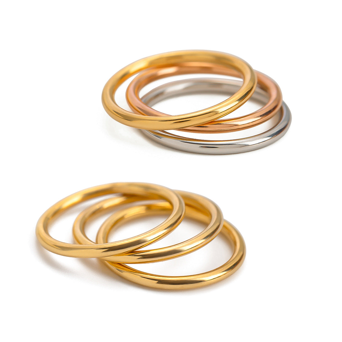 Stainless Steel Simple High-grade Golden Jewelry Does Rings