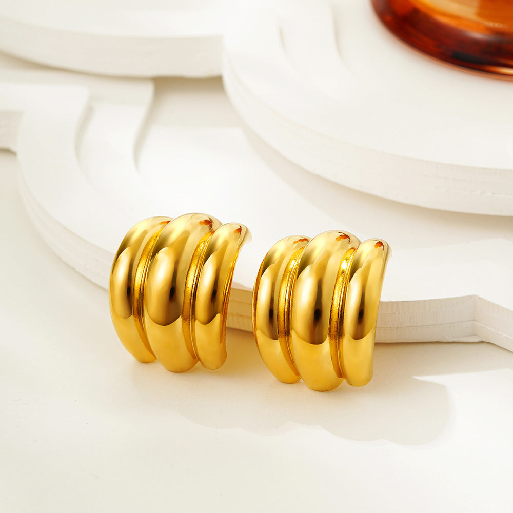 Smooth Arc Claw Ear High Profile Large Earrings