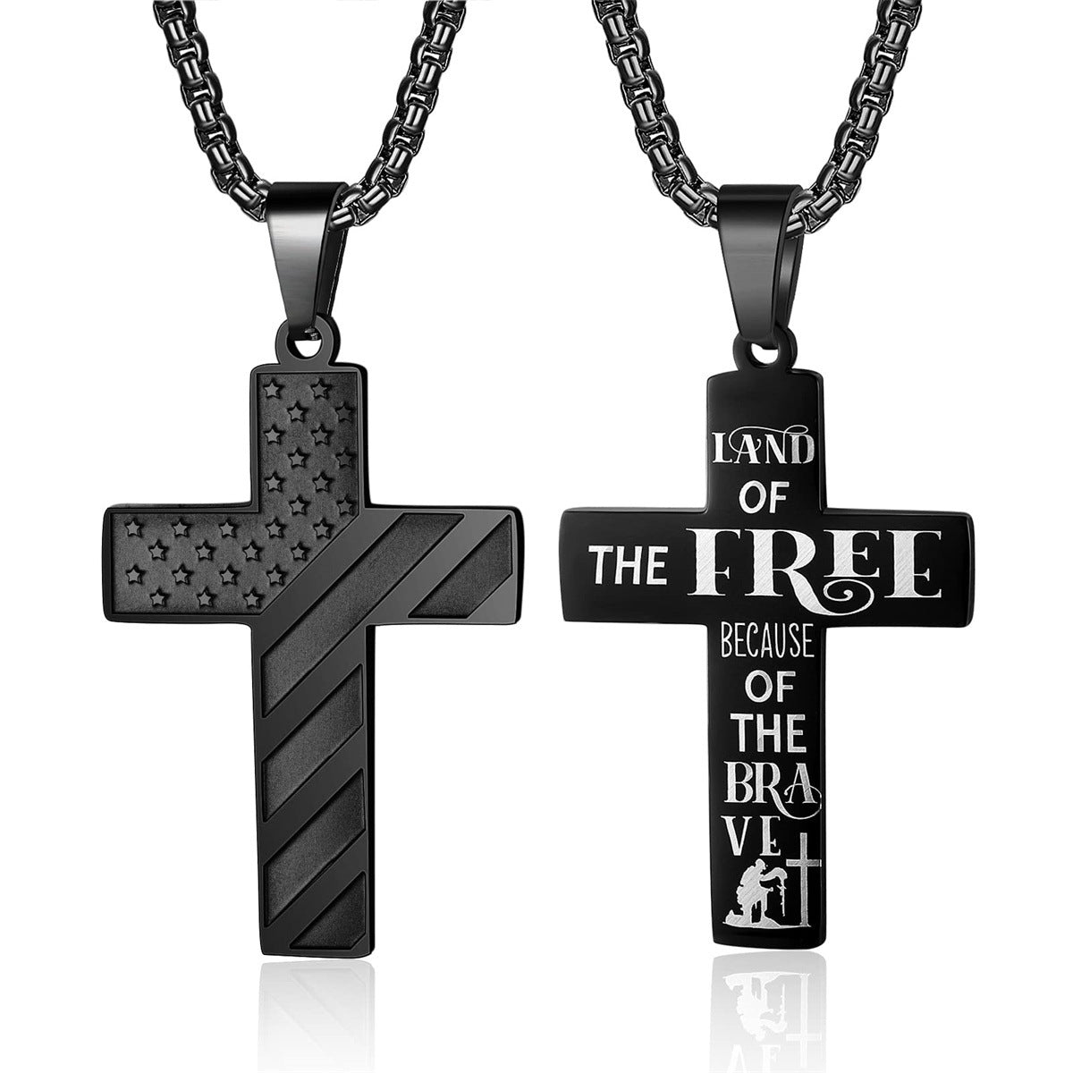 Men's Cross Stainless Steel Bible Patriotic Jewelry Inspirational Necklaces