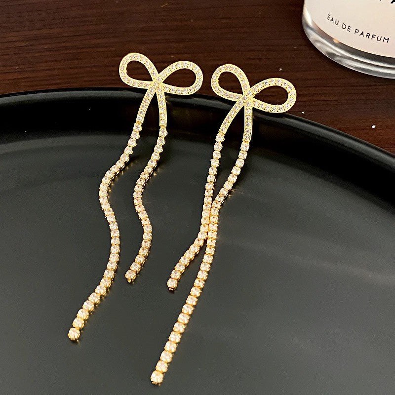 Fashion Zirconia Micro Inlaid Zircon Long Earrings