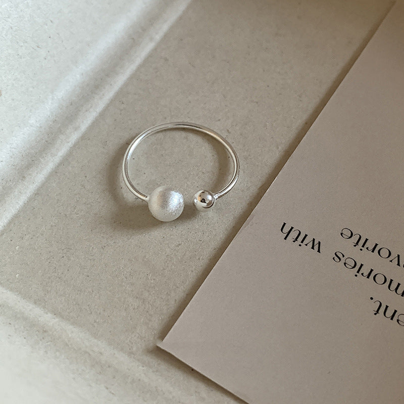 Simple Frosted Ball Female Niche High-grade Rings
