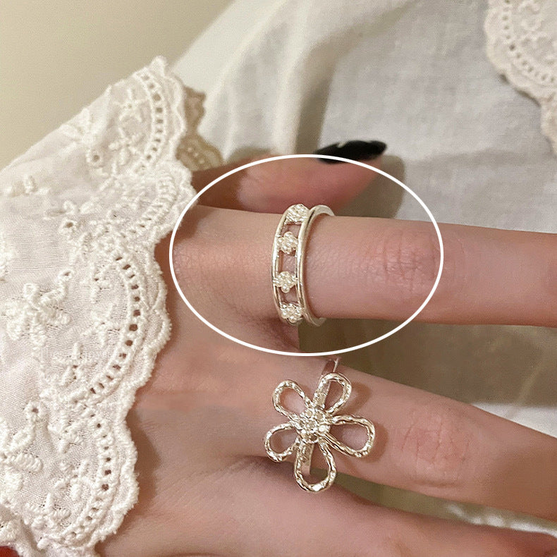 Female Cold Wind Argent Pur Niche Rings