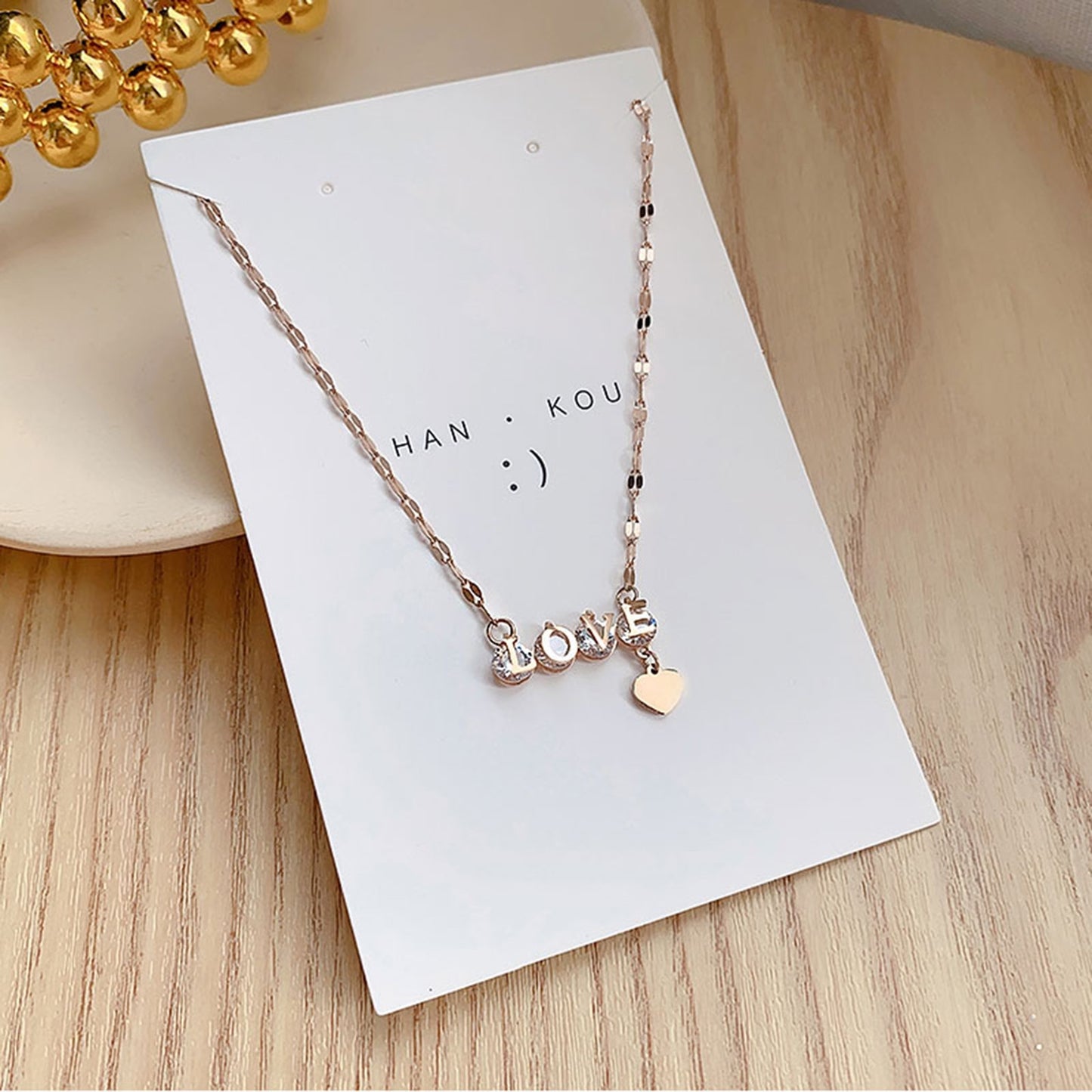 Women's Fashionable Titanium Steel Letter Rose Gold Necklaces
