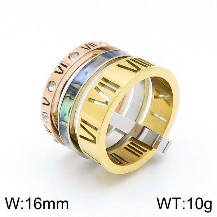 Women's Roman Letters Two-color Fashion Atmospheric Stainless Rings