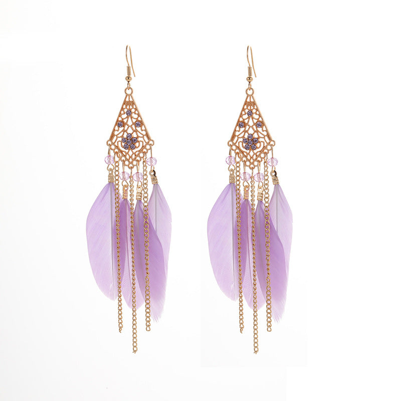 Feather Female Rhombus Spot Drill Your Earrings