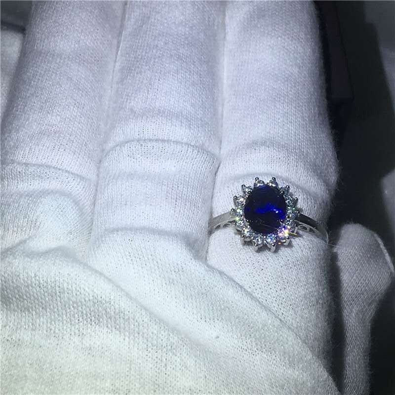 Fashion Blue Zircon Gemstone Female Luxury Rings