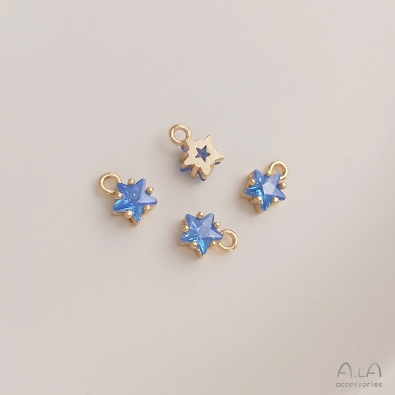 Color Pentagram Zircon Birthstone Lucky Stone Pendants