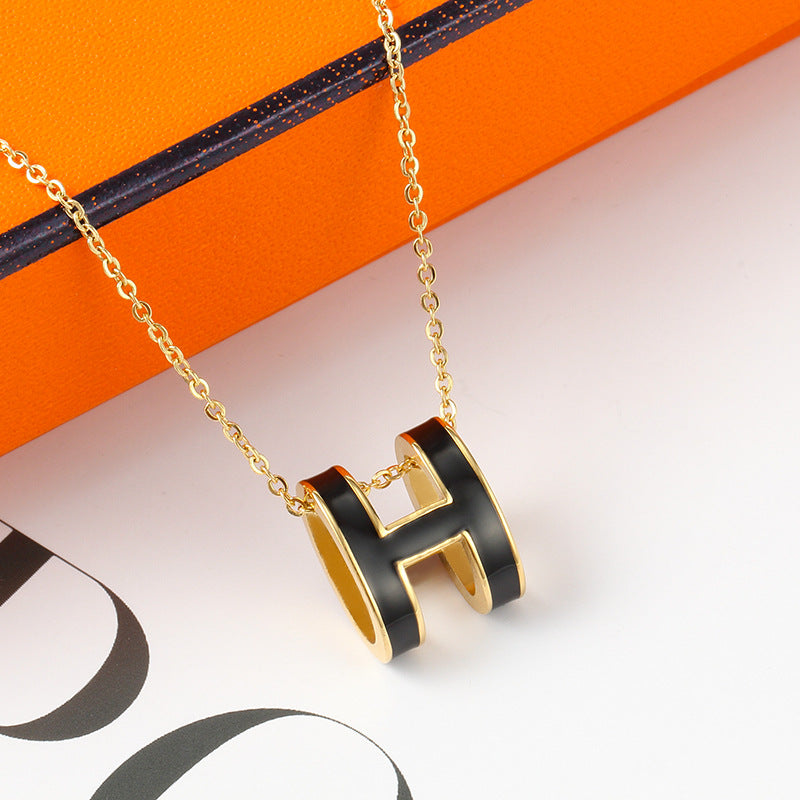 Temperamental Rose Gold Enamel Clavicle Chain Female Necklaces