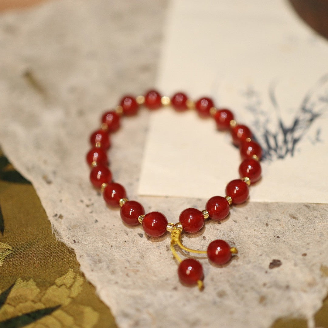 Broadcast Natural Red Agate Female Blessing Bracelets
