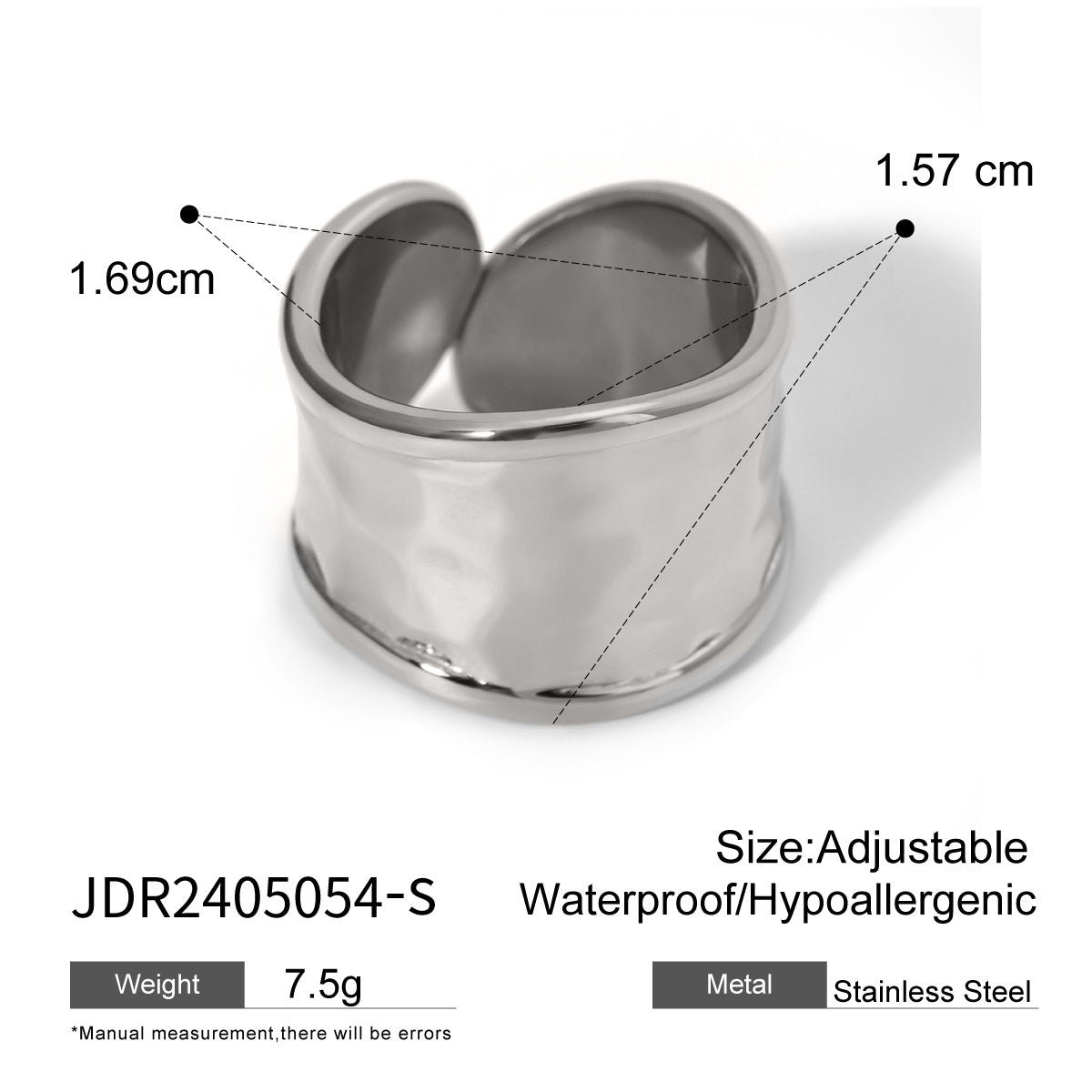 Stainless Steel Unique Niche Design Hammered Rings