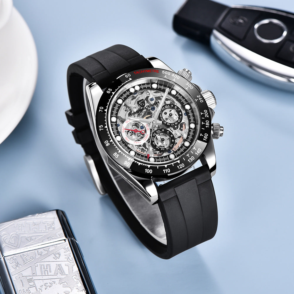 Men's Watch Automatic Hollow Movement Stainless Steel Mechanical Watches