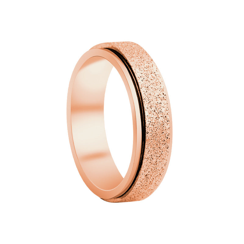 Standard Code Colorful Rose Gold Titanium Steel Frosted Rotatable Rings