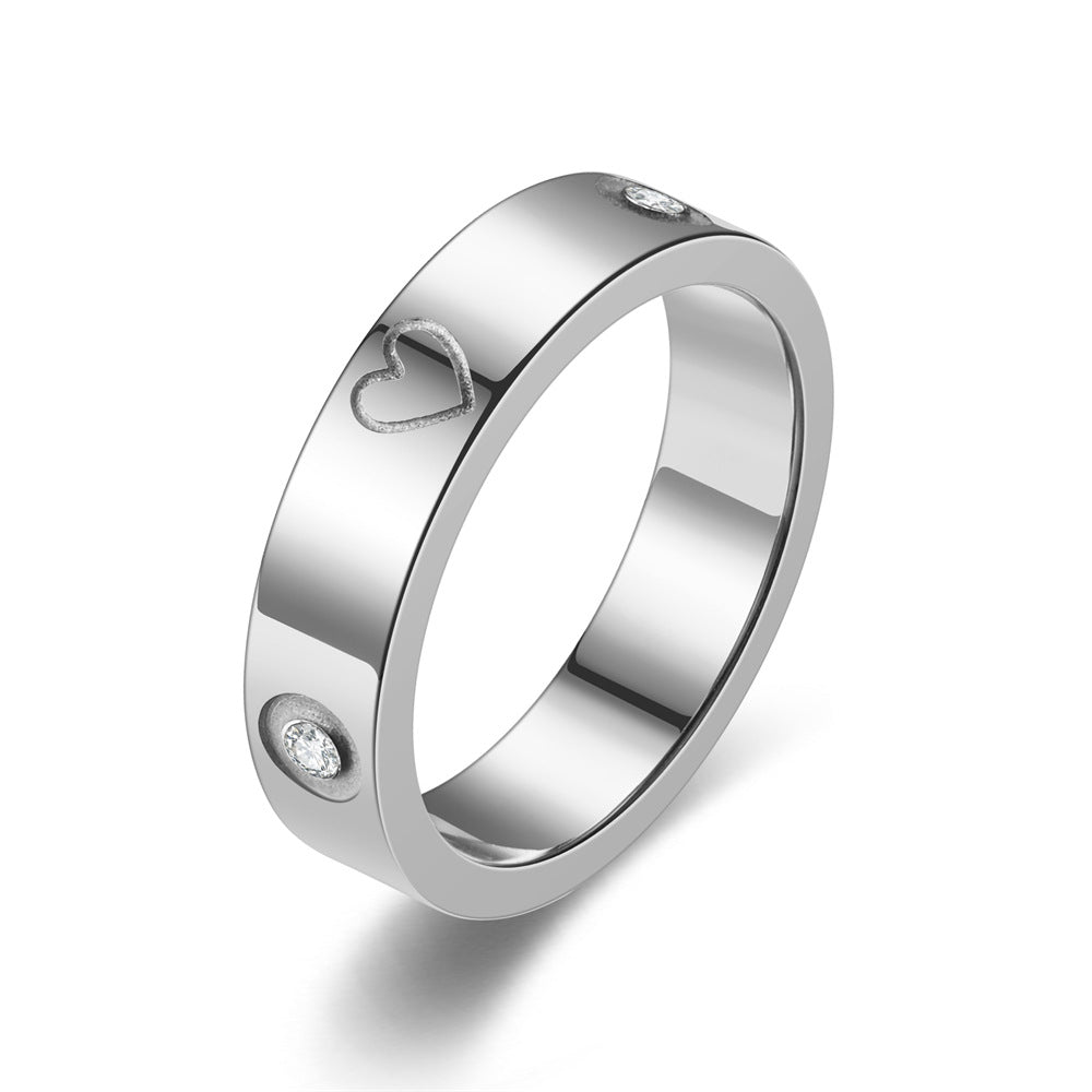 Fashion Personality Love Heart Diamond Couple Rings