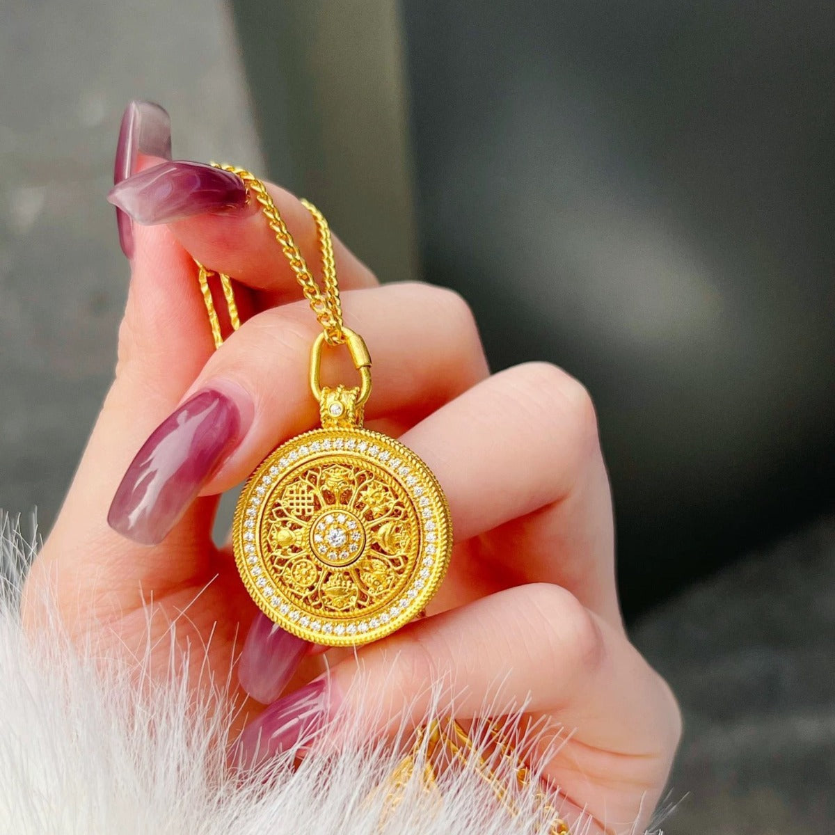 National Fashion Diamond Eight Treasure Compass Alluvial Pendants