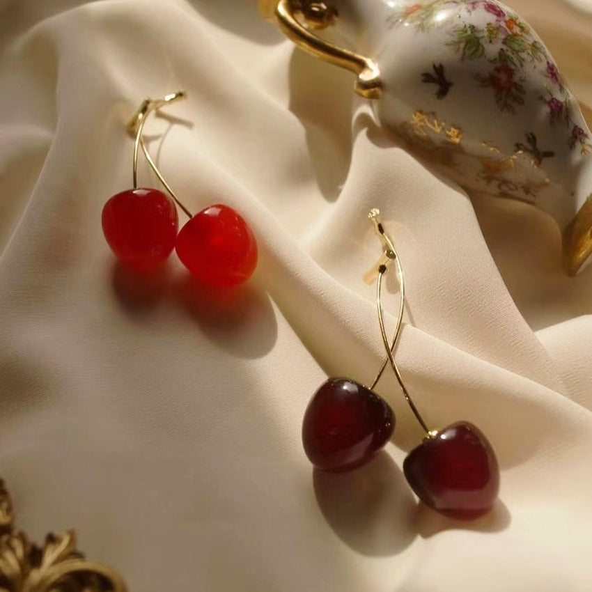 Long Cherry Style Creative Design Cute Earrings