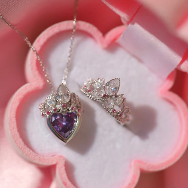 Personality Hollow Out Crown Simple Rhinestone Rings