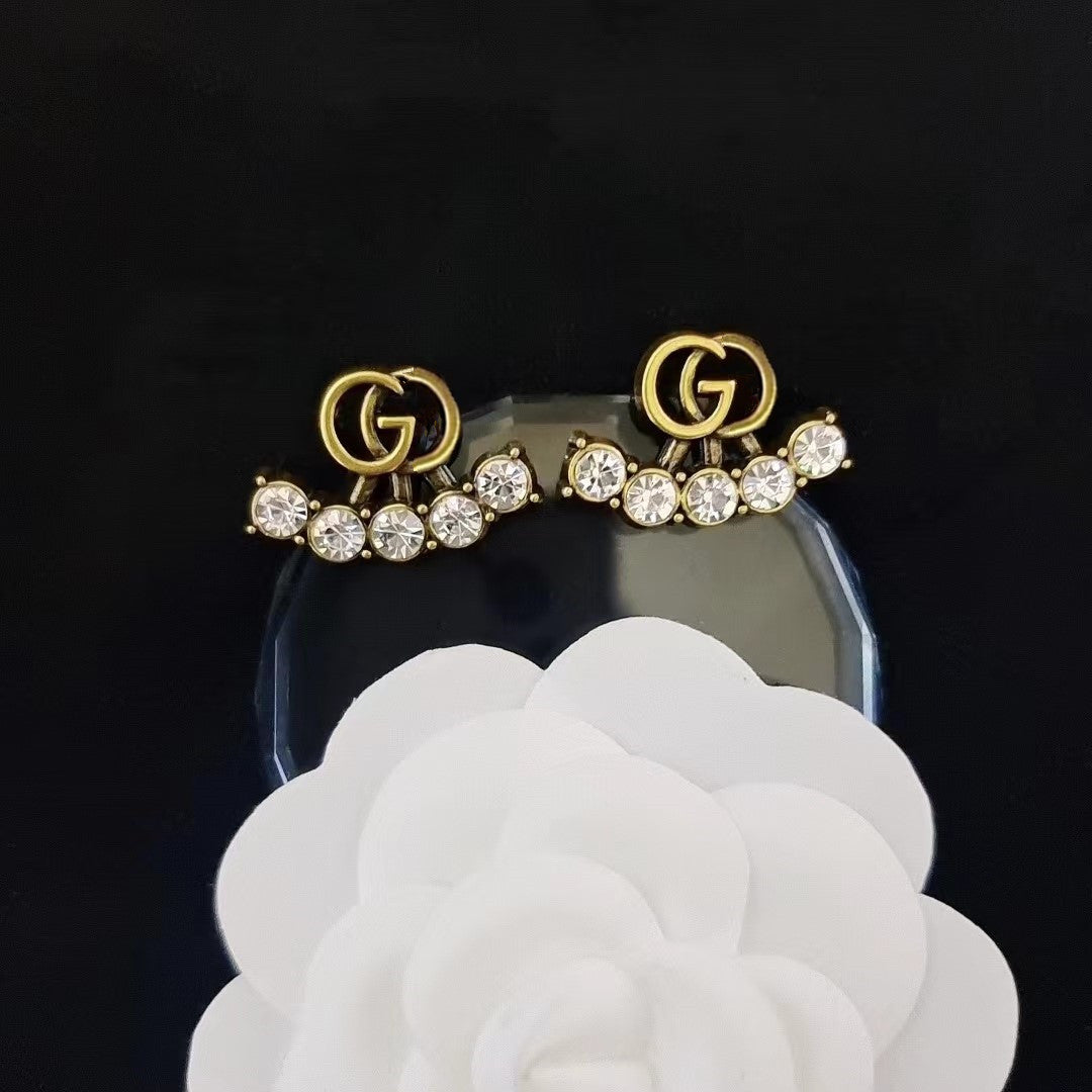 Women's & Men's Quality Collection Trending Rhinestone Letters Sier Earrings