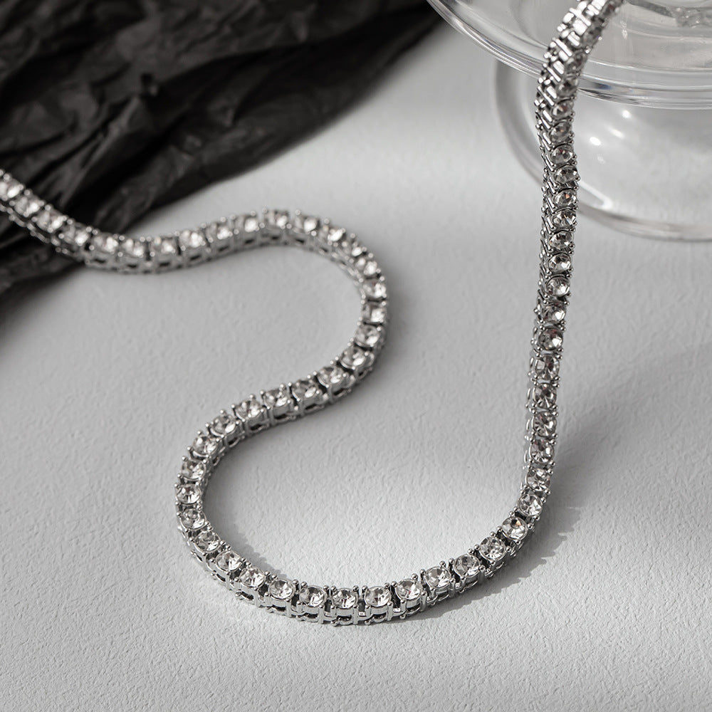 Women's & Men's Row Diamond Punk Versatile Personality Tennis Chain Necklaces