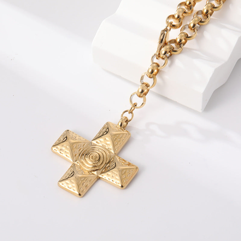 Sense Gyro Pattern Cross Light Luxury Necklaces