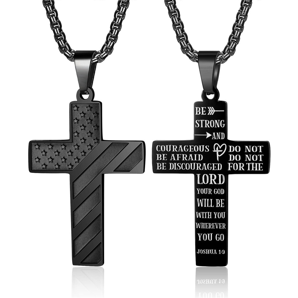 Men's Cross Stainless Steel Bible Patriotic Jewelry Inspirational Necklaces