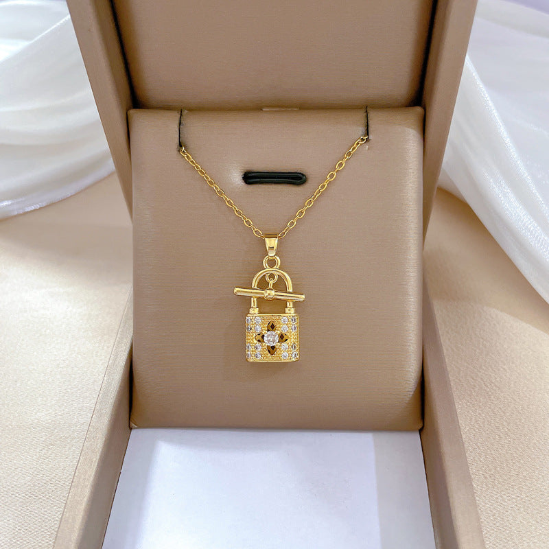 Steel Light Luxury Full Diamond Design Temperament Necklaces