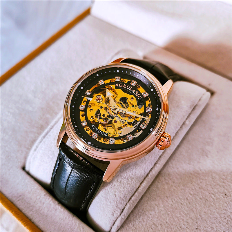 Women's Hollow Jeweled Automatic Watch Fashion Simple Mechanical Watches