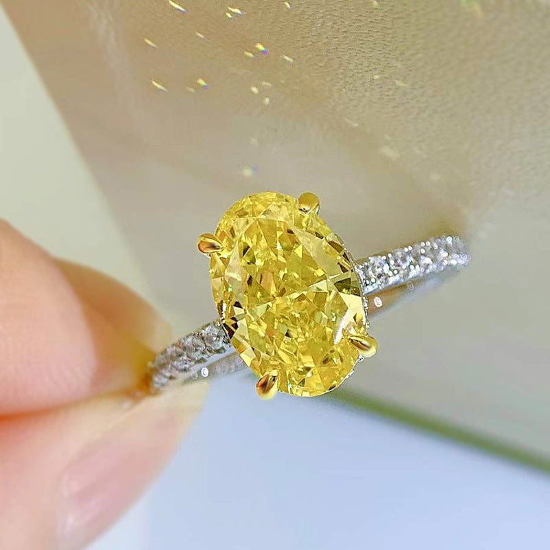 Women's Jewelry Sier High Carbon Diamond Oval Rings